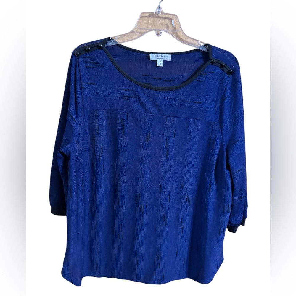 John Paul Richard Blouse - Navy Blue and Black, size PXL